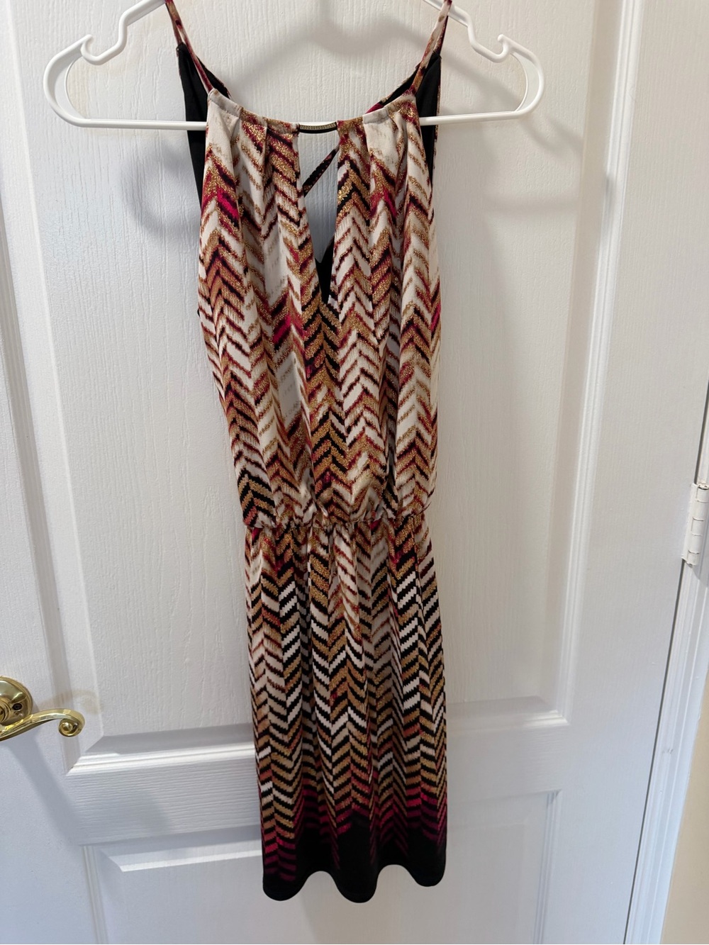 Chevron Print Sleeveless Midi Dress - Multicolor